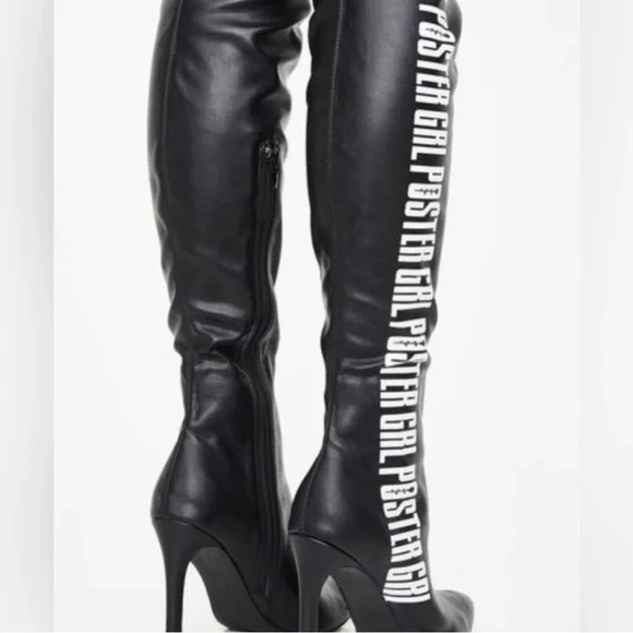Poster girl over the knee vegan leather heel boots Size 8.5 - Picture 2 of 3
